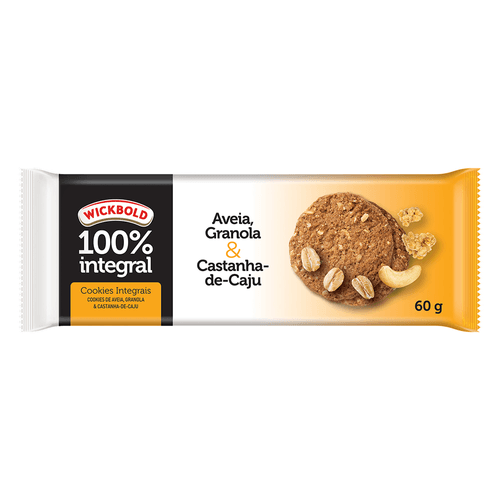 Biscoito Cookie Integral Aveia, Granola &amp; Castanha-de-caju Wickbold Pacote 60g