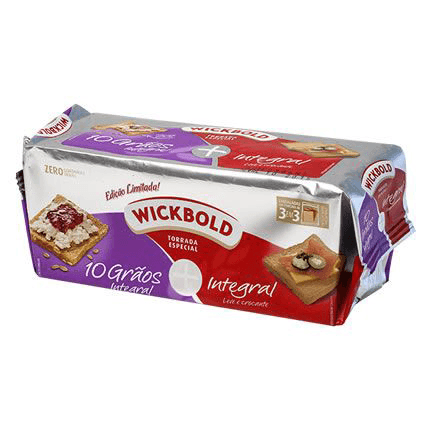 Torrada Especial 10 Grãos + 100% Integral Wickbold 140g com 6 Pacotes (3 de cada Sabor)