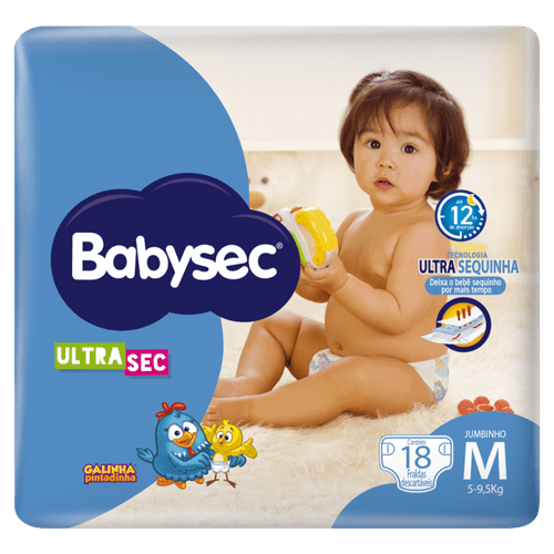 Fralda Descartável Jumbinho Babysec Ultra Sec M 5 a 9,5kg Pacote 18 Unidades