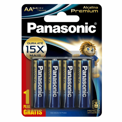 Pilha Panasonic Alcalina Premium AA Leve 4 Pague 3