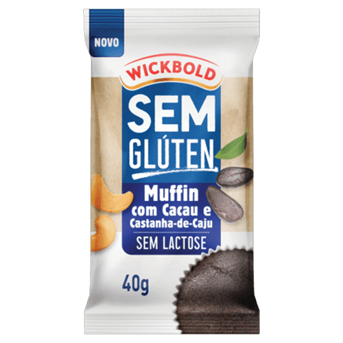 Muffin Cacau e Castanha-de-Caju sem Glúten Zero Lactose Wickbold Pacote 40g