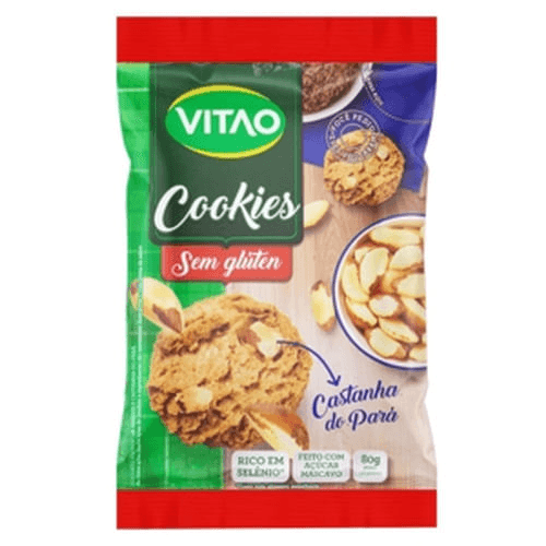 Biscoito Cookie Castanha-do-Pará sem Glúten Vitao Pacote 80g