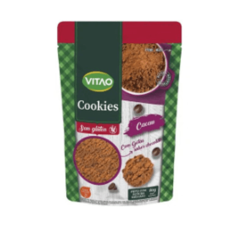 Biscoito Cookie Cacau com Gotas de Chocolate sem Glúten Vitao Pacote 80g