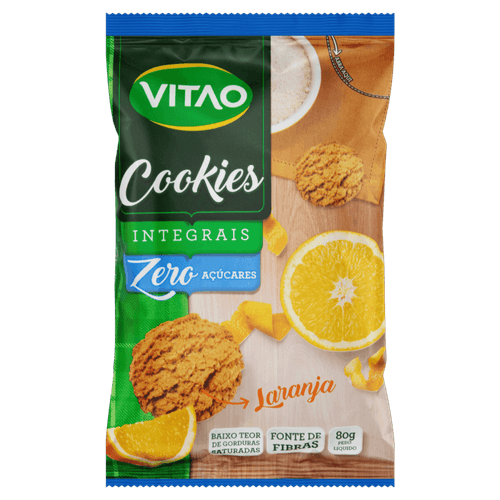 Biscoito Cookie Integral Laranja Zero Açúcar Vitao Pacote 80g