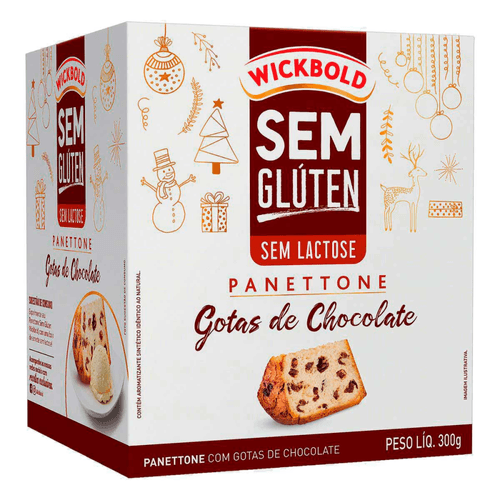 Panettone com Gotas de Chocolate sem Glúten Zero Lactose Wickbold Caixa 300g