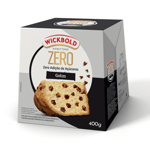 Panettone com Gotas de Chocolate Meio Amargo sem Adição de Açúcar Wickbold Caixa 400g