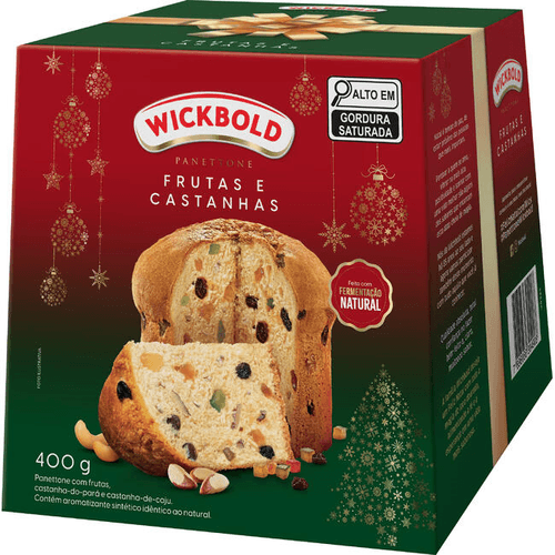 Panettone com Frutas, Castanhas-do-Pará e Castanhas-de-Caju Wickbold Caixa 400g