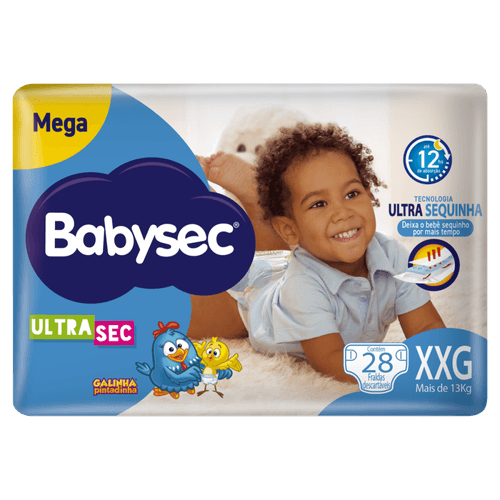 Fralda Descartável Babysec Ultra Sec XXG + de 13kg Megapacote 28 Unidades