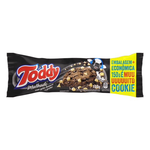 Biscoito Cookie Chocolate Malhado com Gotas Brancas e Pretas Toddy Pacote 150g Embalagem Econômica