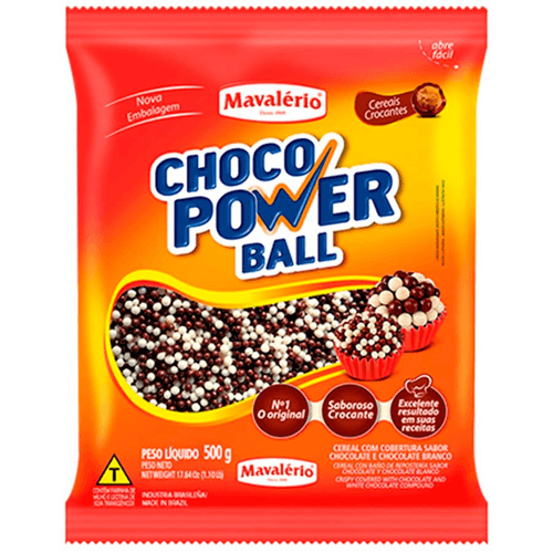 Cereal Choco Power Ball Micro Chocolate E Chocolate Branco Mavalério Pacote 500g