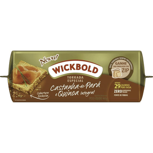 Torrada Especial Castanha-do-Pará e Quinoa Wickbold Pacote 140g