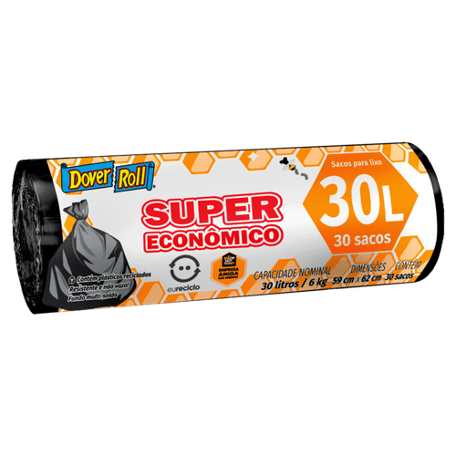 Saco para Lixo 30l Dover Roll Super Econômico 30 Unidades