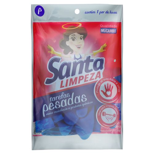 Luva Limpeza Pesada Azul Santa Limpeza P