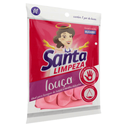 Luva para Louça Rosa Santa Limpeza M