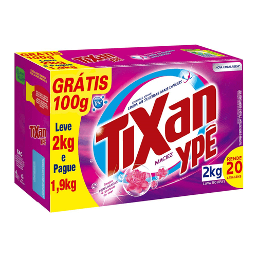 Detergente em  Pó Tixan Maciez Leve 2kg Pague 1,9kg