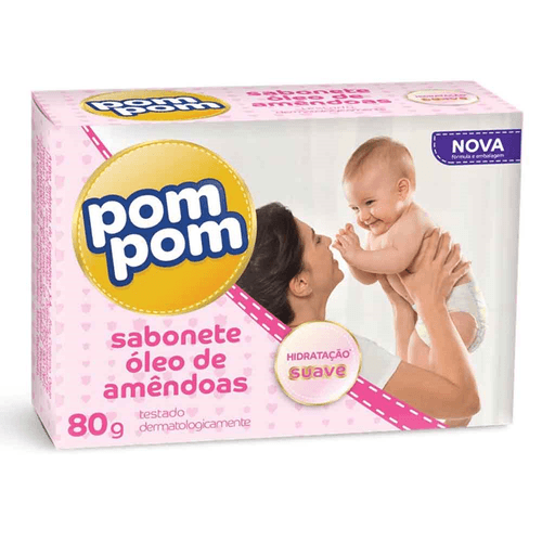 Sabonete Infantil em Barra Hidratação Suave Óleo de Amêndoas Pom Pom Caixa 70g