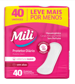 Protetor-Diario-Sem-Abas-Mili-Leve-Mais-Pague-Menos-Pacote-40-Unidades