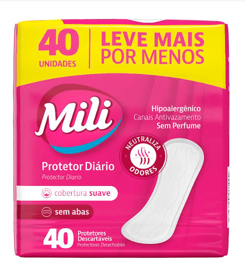 Protetor Diario Sem Abas Mili Leve Mais Pague Menos Pacote 40 Unidades