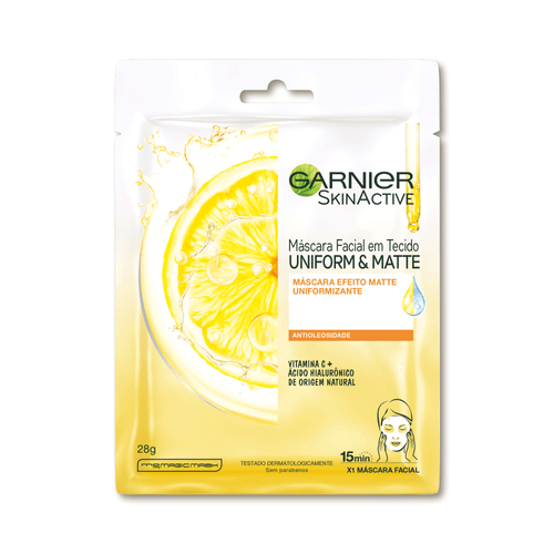 Máscara Facial Em Tecido Garnier Uniform & Matte Vitamina C, 28g