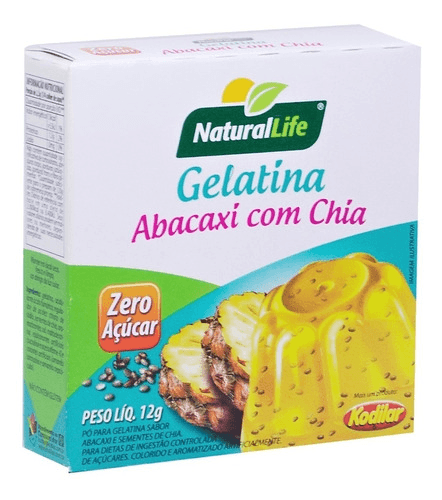 Gelatina em Pó Natural Life Zero Açúcar Abacaxi com Chia 12g