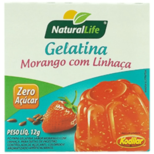 Gelatina Natural Life Zero Açúcar Morango com Linhaça 12g