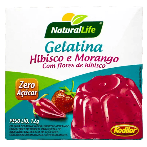 Gelatina em Pó Zero Açúcar Hibisco com Morango 12g Natural Life