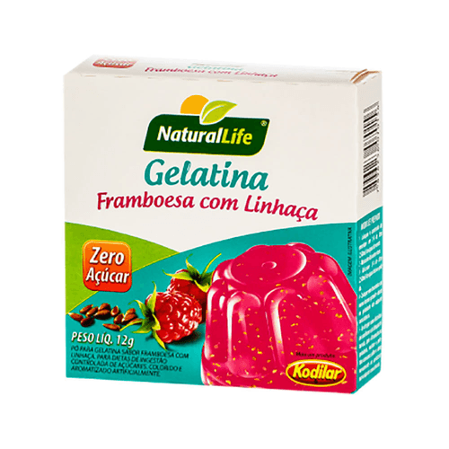 Gelatina em Pó Zero Açúcar Sabor Framboesa com Linhaça 12g Natural Life