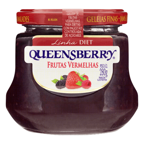 Geleia Frutas Vermelhas Diet sem Adição de Açúcar para Dietas com Ingestão Controlada de Açúcares Queensberry Vidro 280g