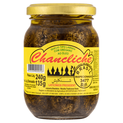 Queijo Tipo Labneh com Orégano ao Óleo Chancliche President Peso Líquido 240g Peso Drenado 135g