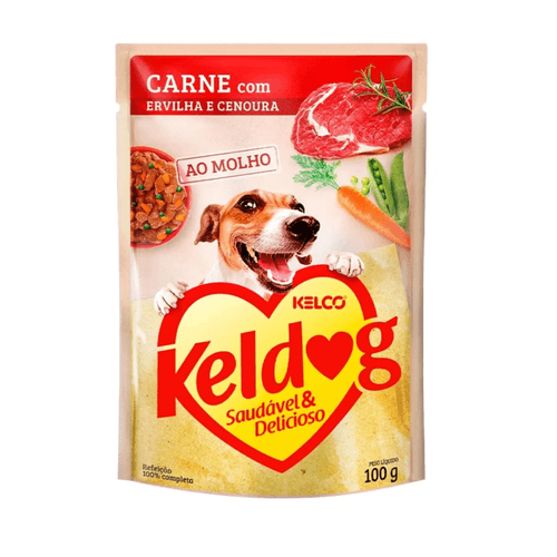 Ração Úmida para Cães Keldog Adultos Carne com Ervilha e Cenoura Sachê 100g