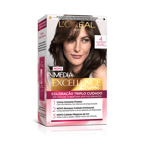 Coloração Permanente Imédia Excellence De L'Oréal Paris 4 Castanho Natural