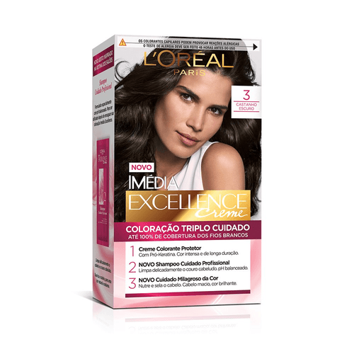 Coloração Permanente Imédia Excellence De L'Oréal Paris 3.0 Castanho Escuro