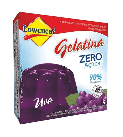 Gelatina Lowçucar em Pó Zero Açúcar Uva Caixa 10 g