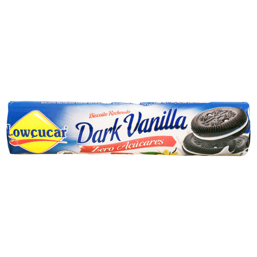 Biscoito Recheio Dark Vanilla Diet Zero Lactose Zero Açúcar para Dietas de Ingestão Controlada de Açúcares e Restrição de Lactose Lowçucar Pacote 120g