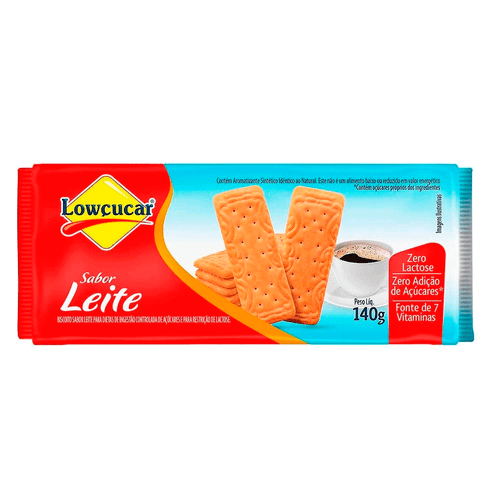 Biscoito Leite Diet Zero Lactose para Dietas de Ingestão Controlada de Açúcares e Restrição de Lactose Lowçucar Pacote 115g