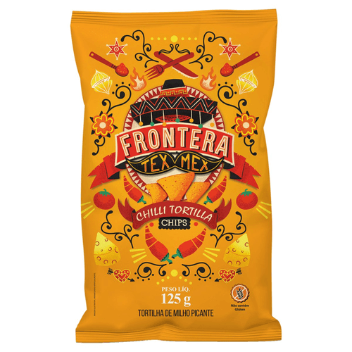 Tortilha Chips de Milho Picante Frontera Tex Mex Pacote 125g