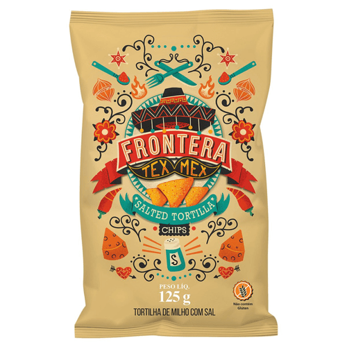 Tortilha Chips de Milho com Sal Frontera Tex Mex Pacote 125g