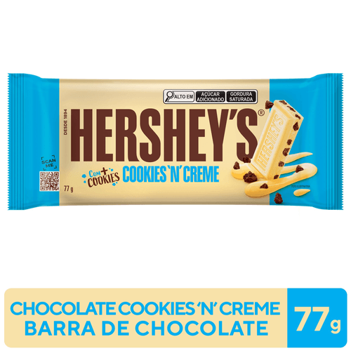 Chocolate Branco com Biscoito de Chocolate Cookies 'n' Creme Hershey's Pacote 77g