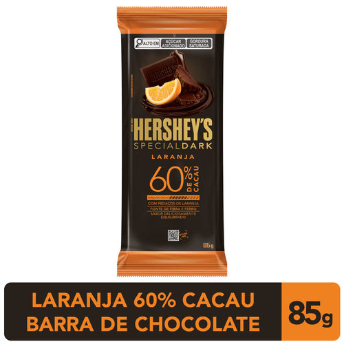 Chocolate Amargo 60% Cacau com Pedaços de Laranja Hershey's Special Dark Pacote 85g