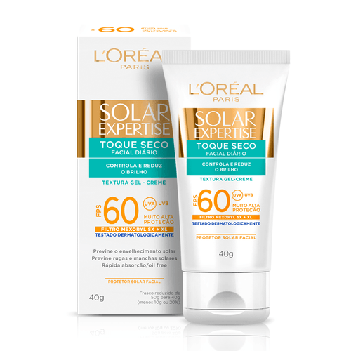 Protetor Solar Facial L'Oréal Paris Solar Expertise Toque Seco FPS 60, 40g