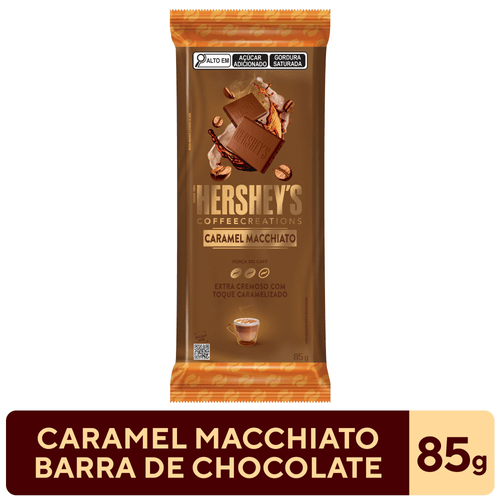 Chocolate com Pedaços de Café Caramel Macchiato Café com Leite e Caramelo Hershey's Coffee Creations Pacote 85g