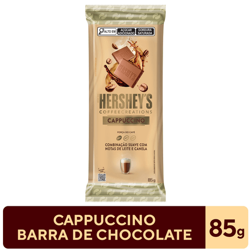 Chocolate Mesclado, ao Leite e Branco com Pedaços de Café Cappuccino, Café com Leite e Chocolate Hershey's Coffee Creations Pacote 85g