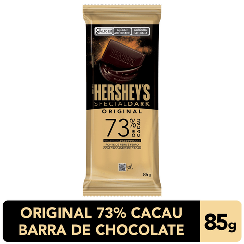 Chocolate Amargo 73% Cacau com Crocante de Chocolate Tradicional Hershey's Special Dark Pacote 85g