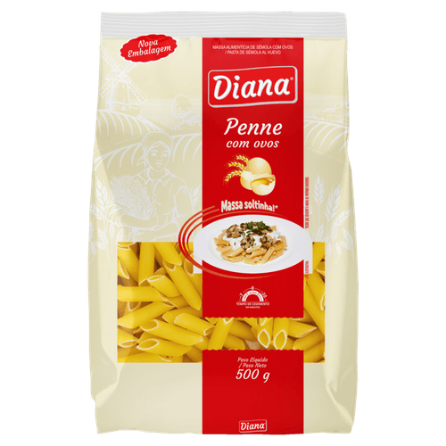Macarrão de Sêmola com Ovos Penne Diana Pacote 500g