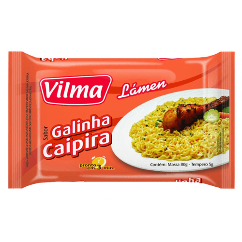 Macarrão Instantâneo Lamen Vilma 80g + Tempero Galinha Caipira 5g