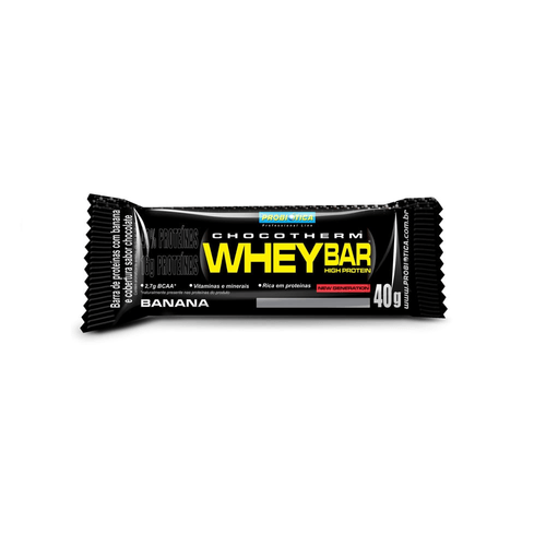 Barra De Proteína Banana Com Cobertura De Chocolate Probiótica Whey Bar Pacote 40g