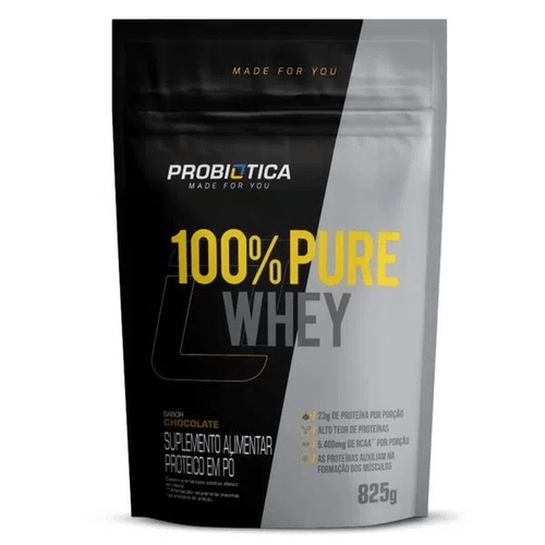 Suplemento em Pó Chocolate Probiótica 100% Pure Whey Pacote Refil 825g