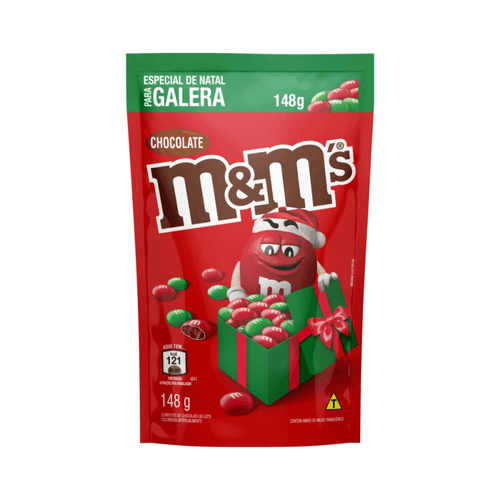 Confeito de Chocolate ao Leite M&M's Sachê 148g Especial de Natal