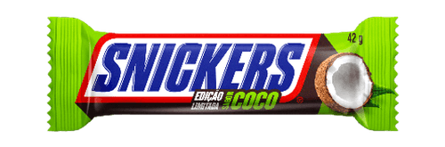 Barra de Chocolate Recheio de Caramelo, Amendoim e Nougat Coco Coberta com Chocolate Snickers Pacote 42g Edição Limitada