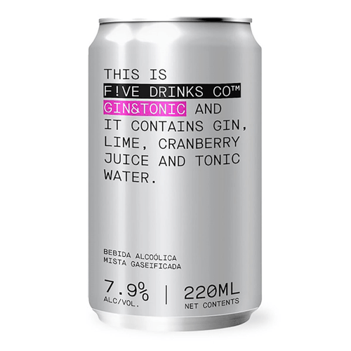 Bebida Mista Alcoólica Gin Tônica Five Drinks Lata 220ml